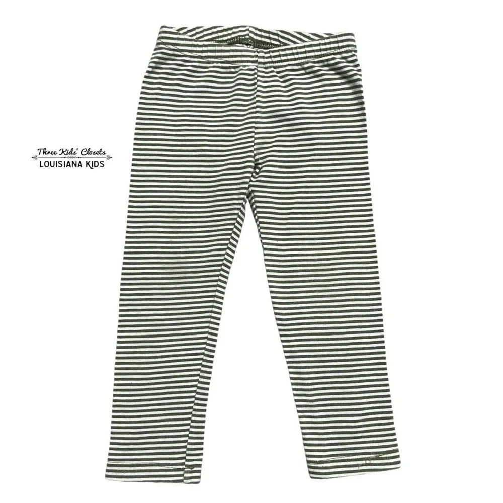 Old Navy 3T Olive Green Striped Leggings